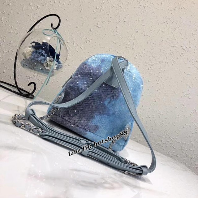 CHANEL女包 Chanel春夏全球限量 馬卡龍拼色 珠片雙肩背包 經典時尚 香奈兒女後背包 djc1073